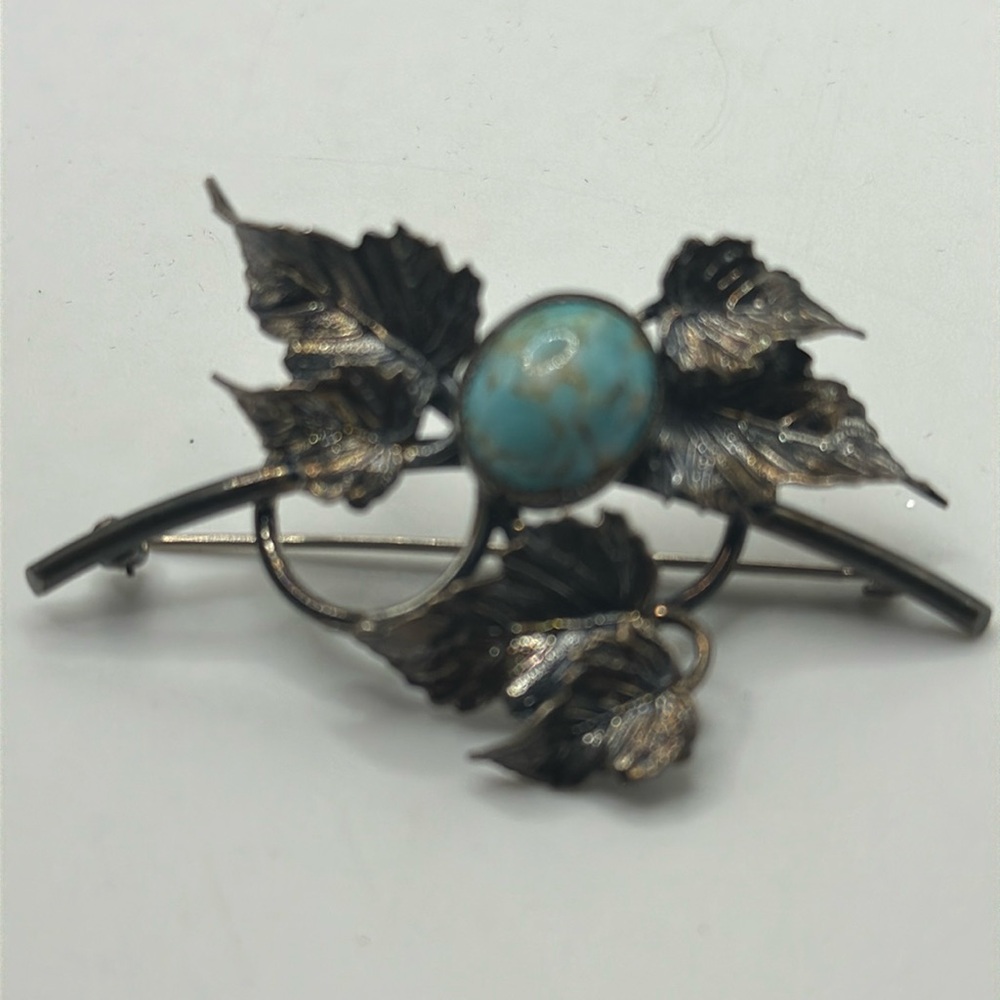 DanKraft Sterling Leaf Turquoise Pen